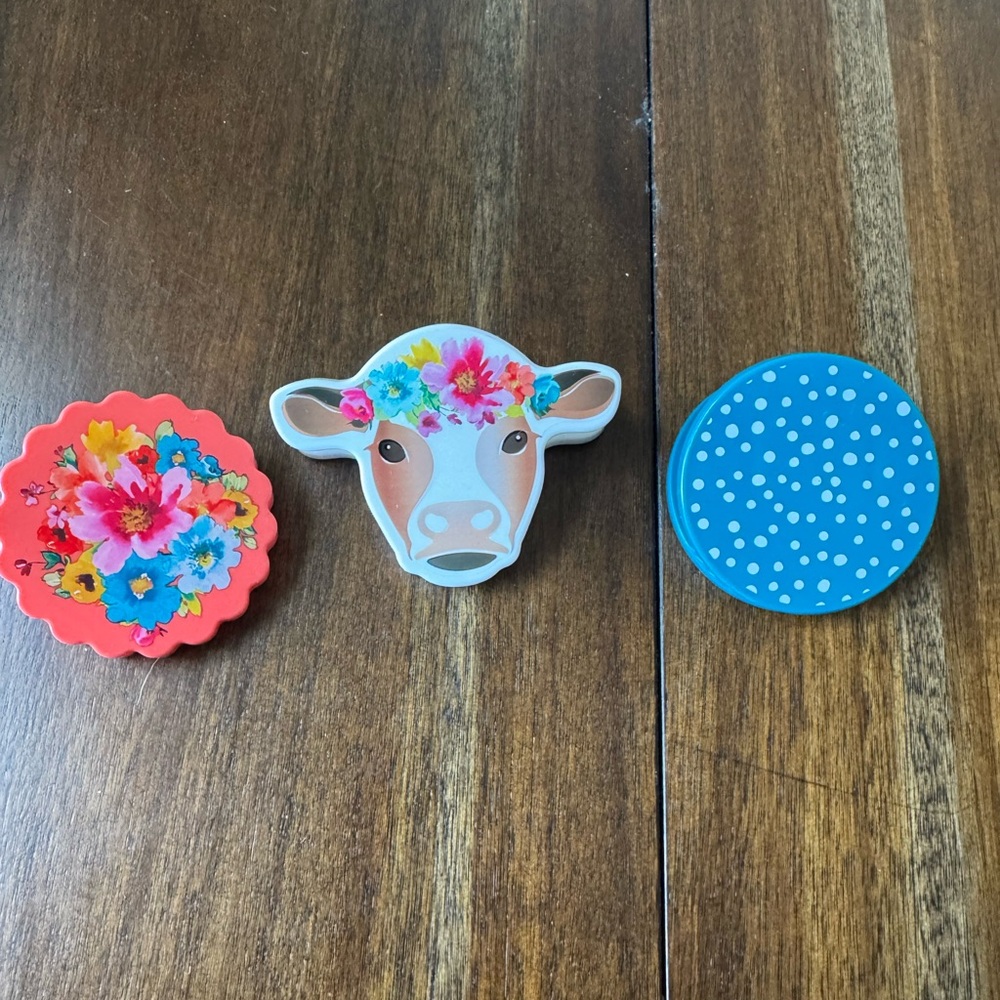 Pioneer Woman Floral Cow and Polka Dot magnetic clip Set